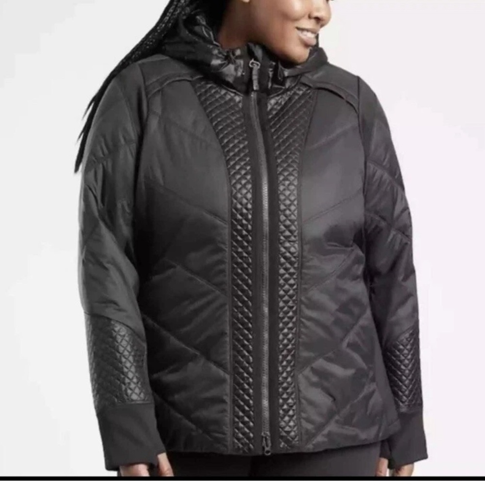 Athleta Black Rock Ridge Primaloft Hooded Jacket 3X Plus Size Nylon Stretch